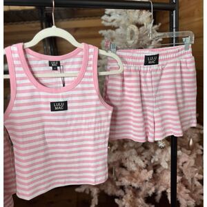 Lulu Mac Pink Stripe Set- Shorts & Tank Top